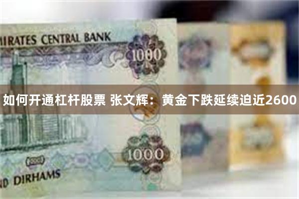 如何开通杠杆股票 张文辉：黄金下跌延续迫近2600