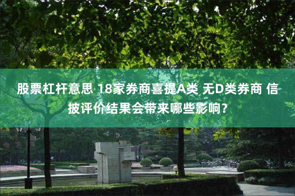 股票杠杆意思 18家券商喜提A类 无D类券商 信披评价结果会带来哪些影响？