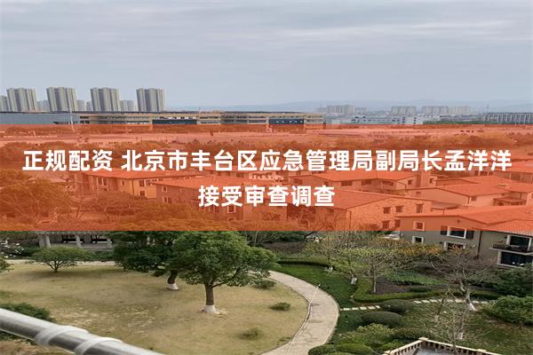 正规配资 北京市丰台区应急管理局副局长孟洋洋接受审查调查